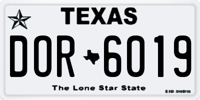 TX license plate DOR6019