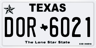 TX license plate DOR6021