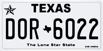 TX license plate DOR6022