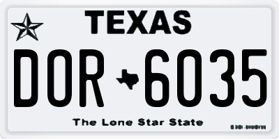 TX license plate DOR6035