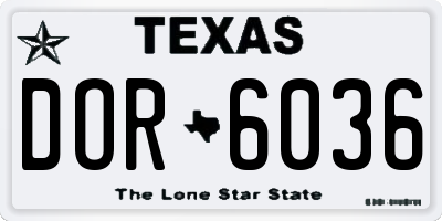 TX license plate DOR6036