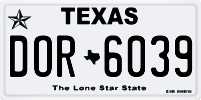 TX license plate DOR6039