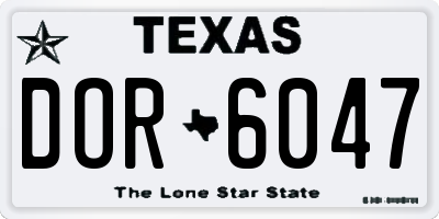 TX license plate DOR6047