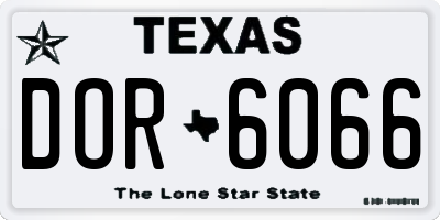 TX license plate DOR6066