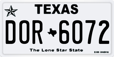 TX license plate DOR6072