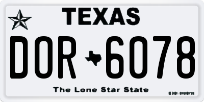 TX license plate DOR6078