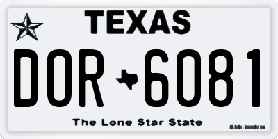 TX license plate DOR6081