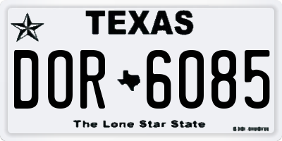 TX license plate DOR6085