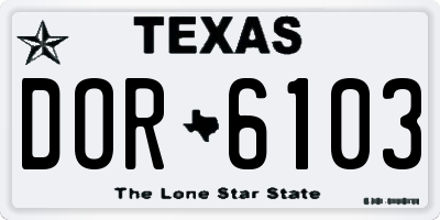 TX license plate DOR6103