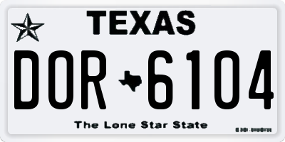 TX license plate DOR6104