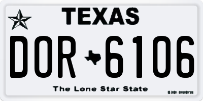 TX license plate DOR6106