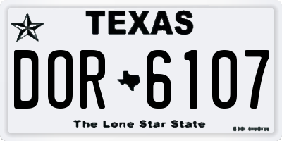 TX license plate DOR6107
