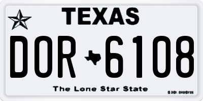 TX license plate DOR6108
