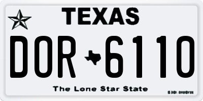 TX license plate DOR6110