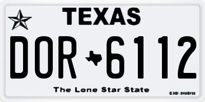 TX license plate DOR6112