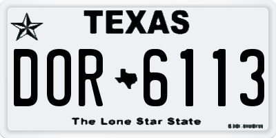 TX license plate DOR6113