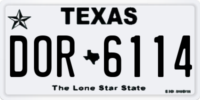 TX license plate DOR6114
