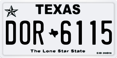 TX license plate DOR6115