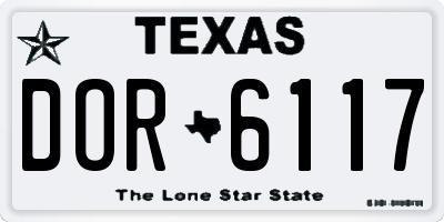 TX license plate DOR6117