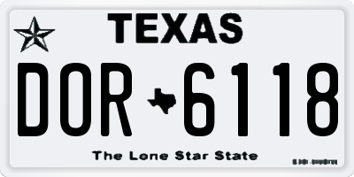 TX license plate DOR6118
