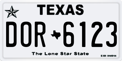 TX license plate DOR6123