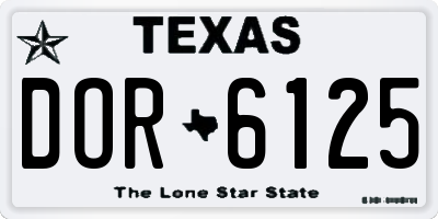 TX license plate DOR6125