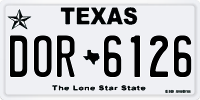 TX license plate DOR6126