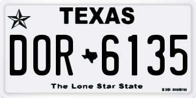 TX license plate DOR6135