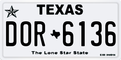 TX license plate DOR6136