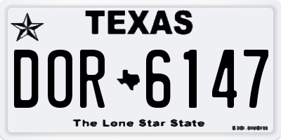 TX license plate DOR6147