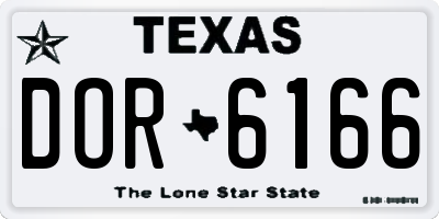 TX license plate DOR6166