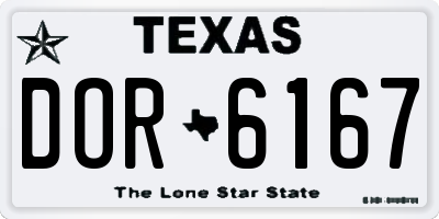 TX license plate DOR6167