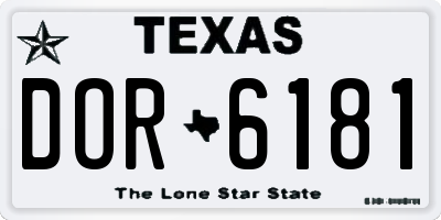 TX license plate DOR6181