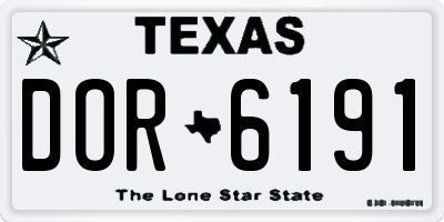 TX license plate DOR6191
