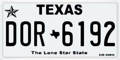 TX license plate DOR6192