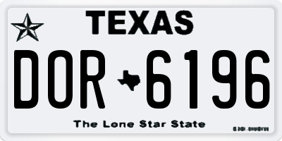 TX license plate DOR6196
