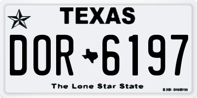TX license plate DOR6197