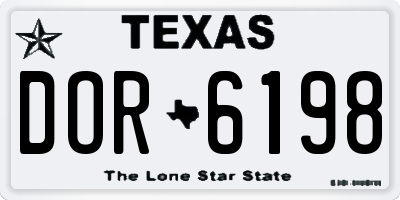 TX license plate DOR6198