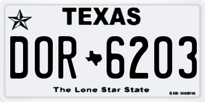 TX license plate DOR6203
