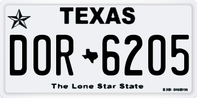 TX license plate DOR6205