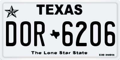 TX license plate DOR6206