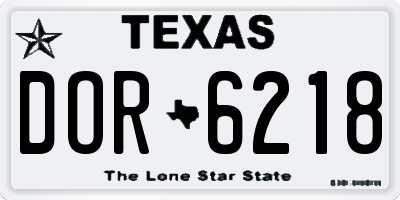 TX license plate DOR6218