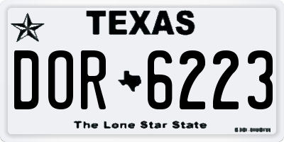 TX license plate DOR6223