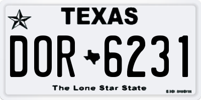 TX license plate DOR6231