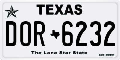 TX license plate DOR6232