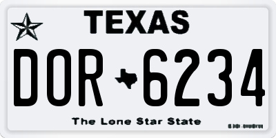 TX license plate DOR6234