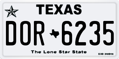 TX license plate DOR6235