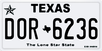TX license plate DOR6236