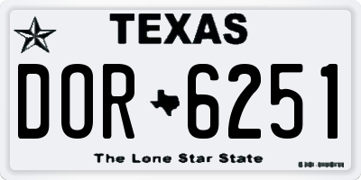 TX license plate DOR6251