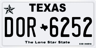TX license plate DOR6252